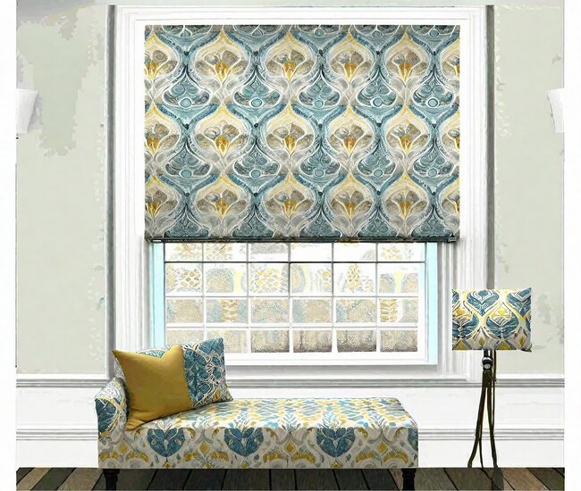 Damask Roman shade
