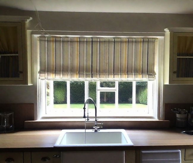 Striped roman shades