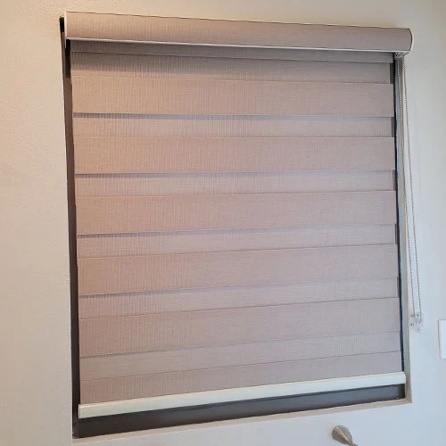 Zebra Shades in Bedroom